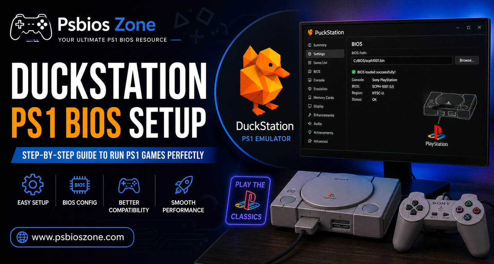 DuckStation PS1 BIOS setup