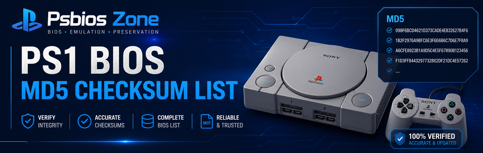 PS1 BIOS MD5 checksum list